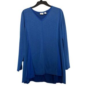 Chico’s ZENERGY Women’s Sz 1(M) Belladonna Blue Long Sleeve Tunic Top